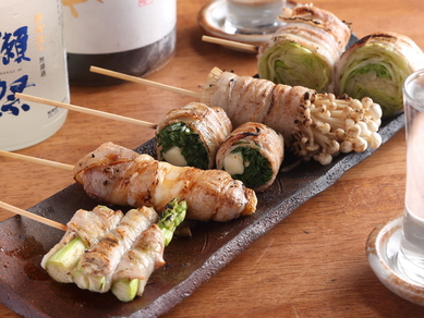 野菜をお肉で巻いた一心の名物『野菜豚まき』