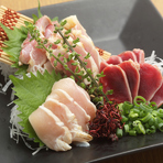 比内地鶏お刺身盛り合わせ 五種