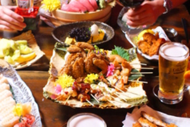 メディアで話題沸騰中!!名物魚串(うおくし)新鮮な海鮮などを焼き鳥感覚で楽しむ新スタイルで!!
