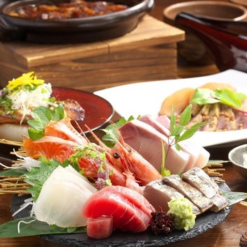 旬の味覚コース［刺身・とんてき・土鍋ご飯］付き　　飲み放題込6500→6000円(税込)