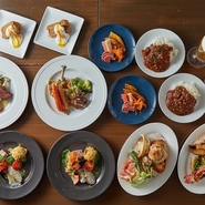 デザートを含む全九品の料理。
ハートランド生ビールを含む飲み放題付きコース。