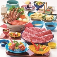黒毛和牛の旨味とかにの美味しさを一度に味わえるかにしゃぶ会席です。