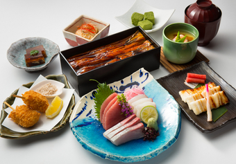 【竹コース】中箱のあなご箱めしが付いたお得な季節プラン7品
