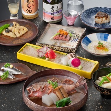【ディナー】 開業30周年記念　瀬戸内会席 板野酒造場とコラボ日本酒「吉備の吟風　大吟醸吉備膳」120ml付